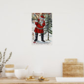 Poster Père Noël coupe l'arbre de Noël (Cuisine)