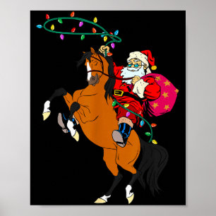 Poster Père Noël cow-boy chevauchant un cheval Noël cow-b