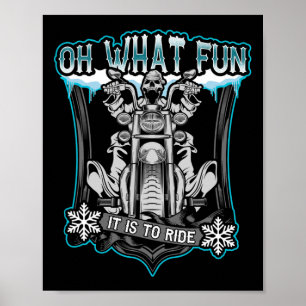 Poster Père Noël crâne de moto de Noël Oh quel plaisir sq