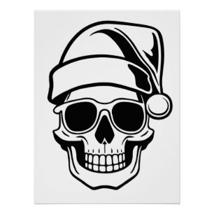 Poster Père Noël crâne Goth Noël