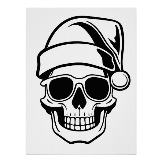 Poster Père Noël crâne Goth Noël (Devant)