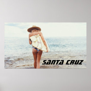 Poster Père Noël Cruz California Surfer