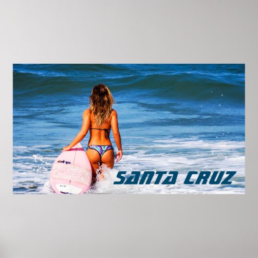 Poster Père Noël Cruz California Surfer fille (Devant)