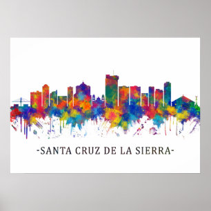 Poster père Noël Cruz de la Sierra Bolivia Skyline