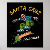 Poster Père Noël-cruz Skeleton Skateboard Beach Funny Hal (Devant)