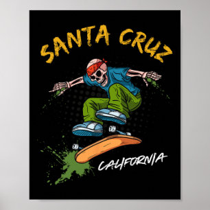 Poster Père Noël-cruz Skeleton Skateboard Beach Funny Hal