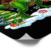 Poster Père Noël Dachshund Riding Reindeer T-rex Christma (Coin)