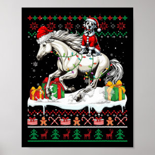 Poster Père Noël Dalmatie équitation Cheval Noël Sweater 
