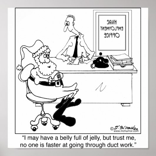 Poster Père Noël dans un bureau d'emploi du chauffage et  (Devant)