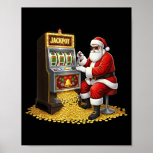 Poster Père Noël de machine à sous drôle graphisme de cas