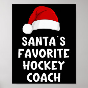 Poster Père Noël de Noël Coach de hockey préféré Drôle de