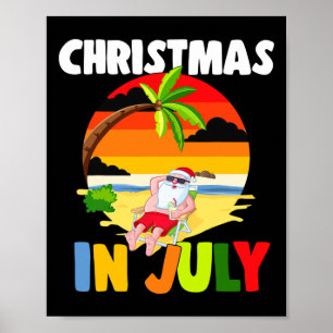 Poster Père Noël de Noël en juillet Lunettes de soleil Cé