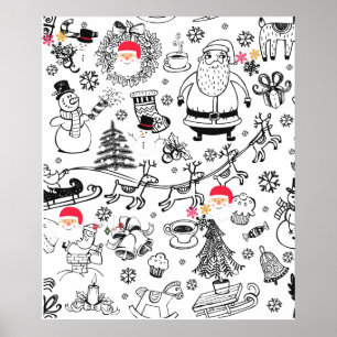 Poster Père Noël de Noël rétro