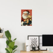 Poster Père Noël de Noël vintage nostalgique (Bureau à domicile)