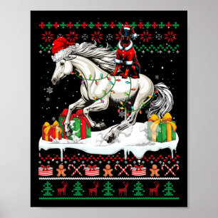 Poster Père Noël Dobermann équitation Cheval Noël Sweat L