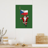 Poster Père Noël Doux Avec Drapeau De République Tchèque (Cuisine)