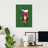 Poster Père Noël Doux Avec Drapeau De République Tchèque (Bureau à domicile)