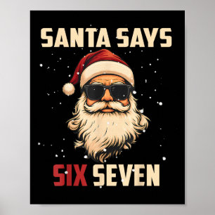 Poster Père Noël drôle dit six sept Noël 67 Meme Xmas
