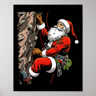 Poster Père Noël drôle escalade de rochers Noël Xmas Boul