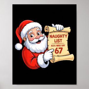 Poster Père Noël drôle Liste des enfants vilains qui dise