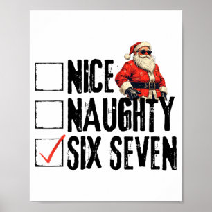 Poster Père Noël drôle Nice méchant Six Sept Meme 67 Noël