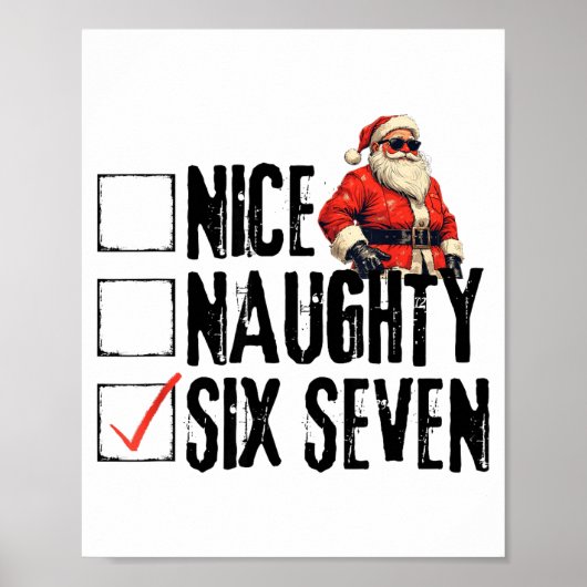 Poster Père Noël drôle Nice méchant Six Sept Meme 67 Noël (Devant)