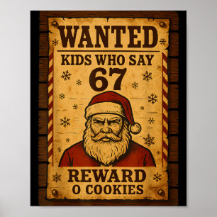 Poster Père Noël drôle recherché Liste des enfants vilain