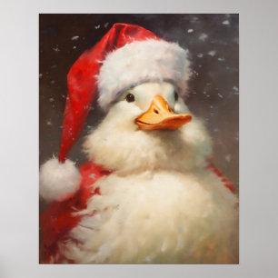 Poster Père Noël Duck Portrait Vintage Animaux Victoriens