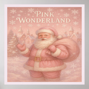 Poster Père Noël Enchanté Rose Merveilleux