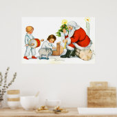 Poster Père Noël, enfants et jouets (Cuisine)