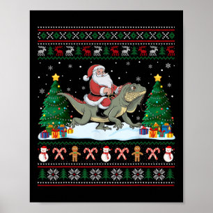 Poster Père Noël équitation Iguana Garçons Filles Enfants