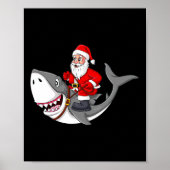 Poster Père Noël équitation Requin Noël Garçons Filles En (Devant)