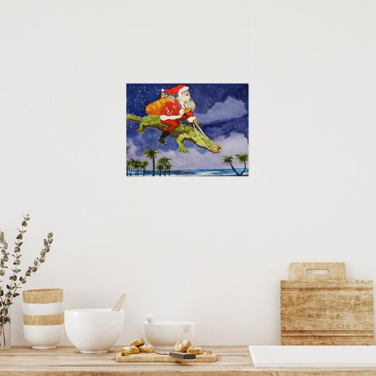 Poster Père Noël et Alligator (Cuisine)