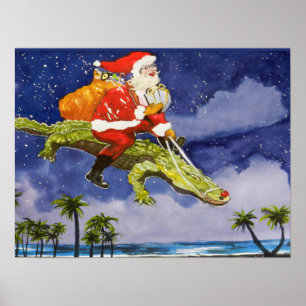 Poster Père Noël et Alligator