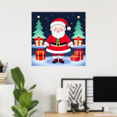 Poster Père Noël et cadeaux (Bureau à domicile)