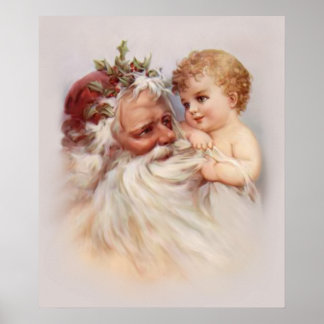 Poster Père Noël et Cherub du Vieux Monde