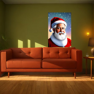 Poster Père Noël et nuit étoilée   Art AI