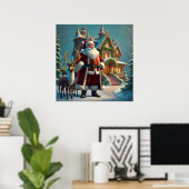 Poster père Noël et Reindeer (Bureau à domicile)