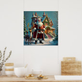 Poster père Noël et Reindeer (Cuisine)