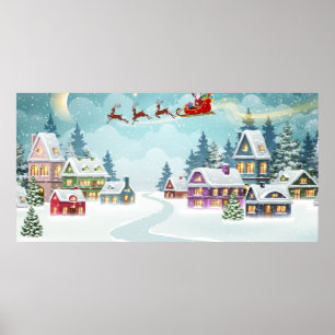 Poster père Noël et Reindeer sur l'Arrière - plan de N