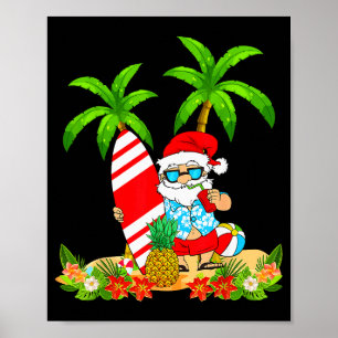Poster Père Noël Été Surfant Noël En Juillet Vacances à l
