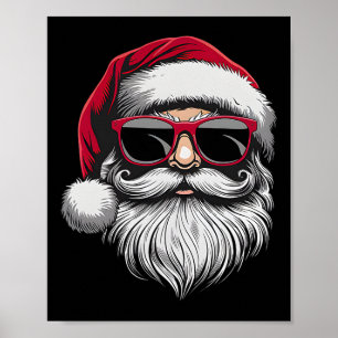 Poster Père Noël Face Sungles Rétro Chemises De Noël Pour