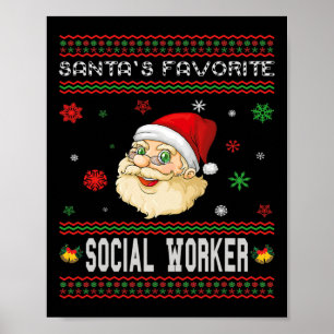 Poster Père Noël fête de Noël préférée des travailleurs s
