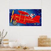 Poster père Noël Flying Biplane (Cuisine)