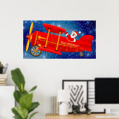 Poster père Noël Flying Biplane (Bureau à domicile)