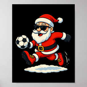 Poster Père Noël Football Sports Jouant Noël Neige X