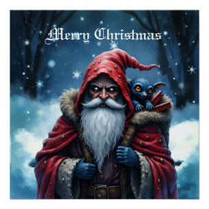 Poster Père Noël Frostbite et son elfe de malice.