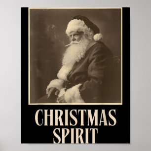 Poster Père Noël fumant drôle Noël Srit Vintage