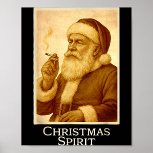 Poster Père Noël fumant drôle vintage T-shirt de Noël
