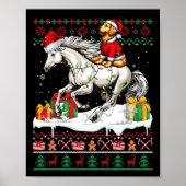 Poster Père Noël Golden Retriever équitation Cheval Noël  (Devant)